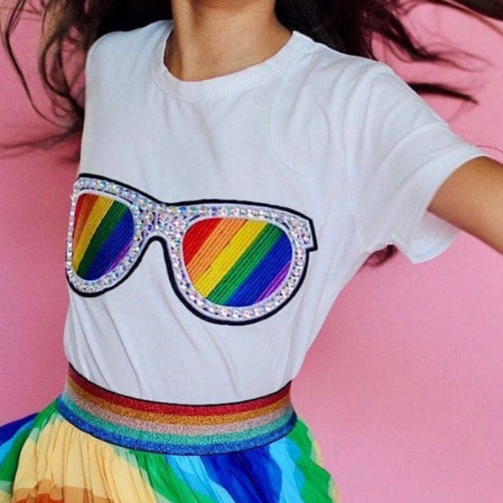 Lola & The Boys - Girls' Rainbow Sunglasses T-Shirt - 6